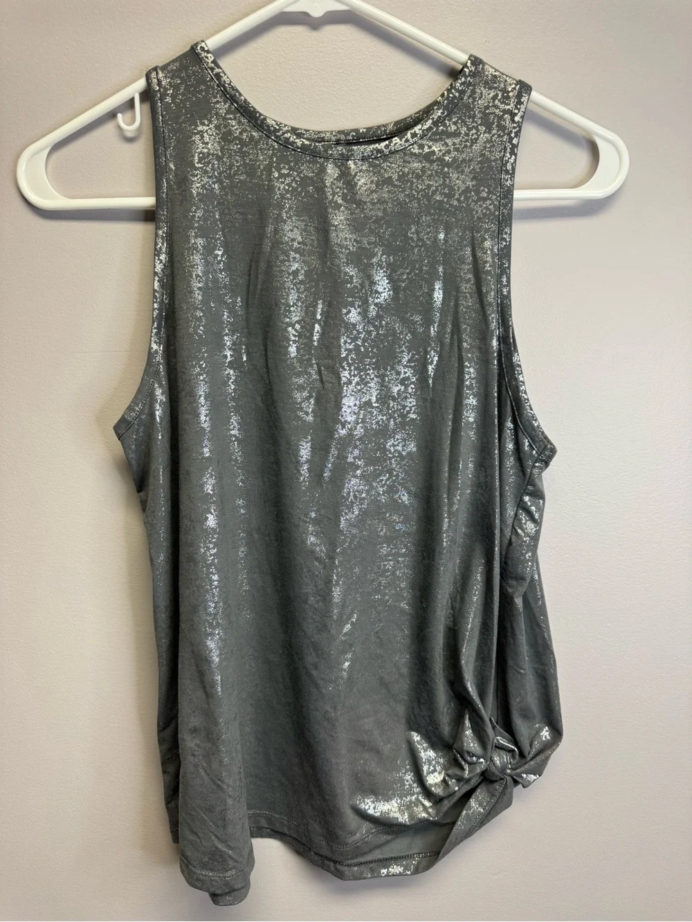 Metallic Gray Sleeveless Tank Top with Tie Side - Picture 1 of 4
